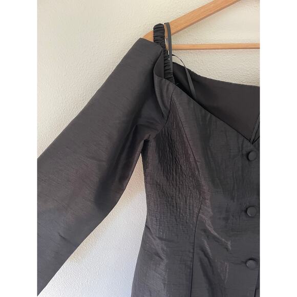 Anthropologie Hutch Long-Sleeve Off-The-Shoulder Black Mini Dress Small - Picture 7 of 11